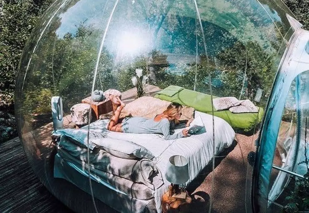 sleeping in a bubble tent